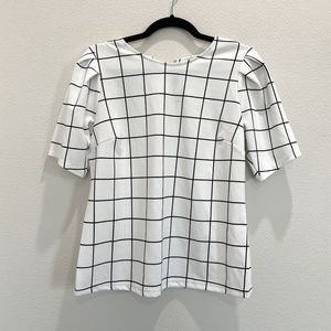 Black and White Short Sleeve Blouse